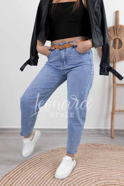Denim straight fit džíny s páskem EBBY