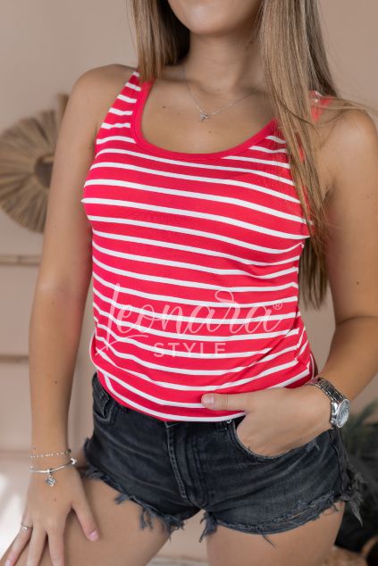 Růžovo bílé pruhované tílko STRIPES
