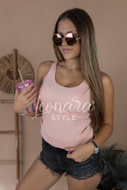 Baby pink žebrované tílko AURAVI