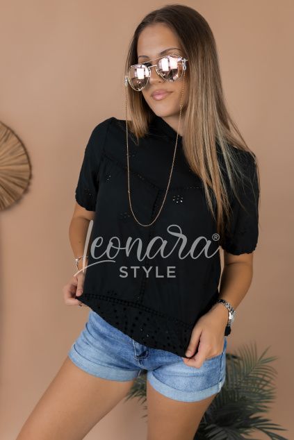 Černá madeirová halenka LAURA