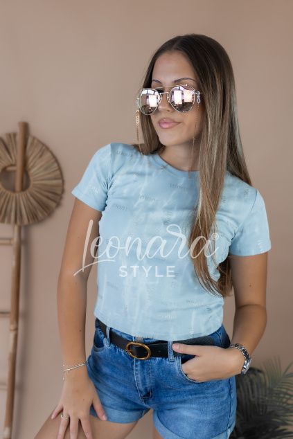 Baby blue crop top tričko MOMO
