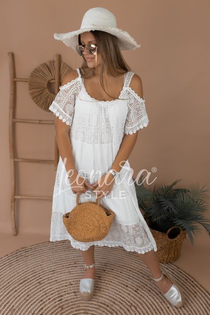 Bílé krajkové boho šaty NOIRA