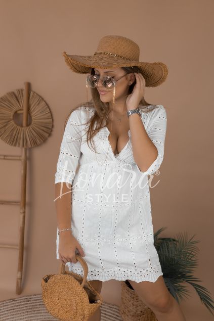 Bílé madeirové boho šaty MALM