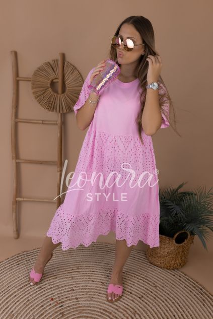 Baby pink madeirové šaty MILADY