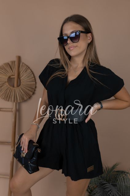 Černý plátěný overal LUXURY