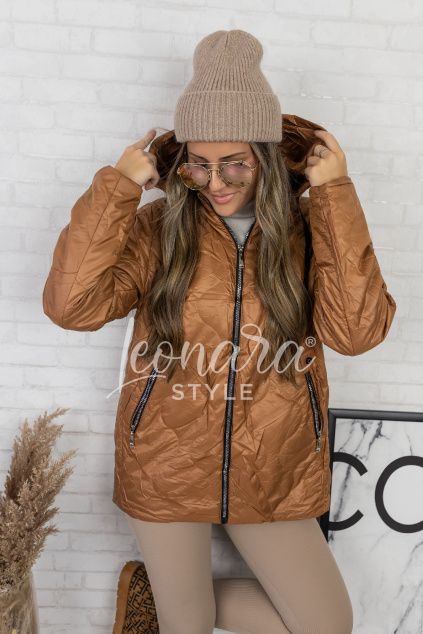 Skořicová prošívaná přechodová bunda CINNAMON