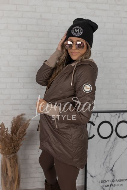 Čokoládová prošívaná přechodová bunda PRISCILLE