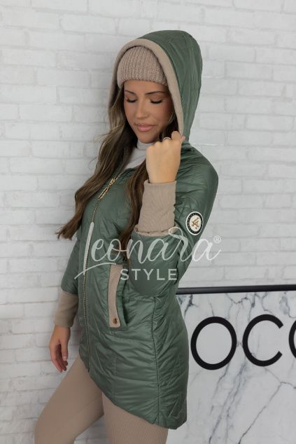 Khaki prošívaná parka BENITO