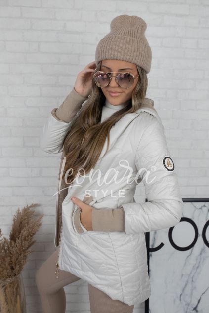 Krémová prošívaná parka BENITO