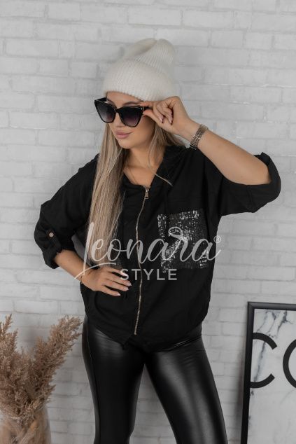 Černá mikinová bundička SERAPHIN