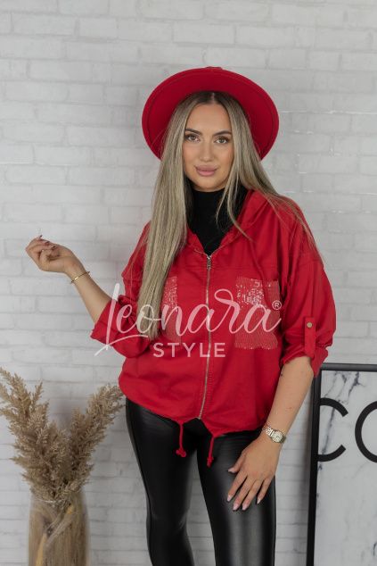 Červená mikinová bundička SERAPHIN