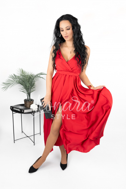 Červené saténové šaty AMARA