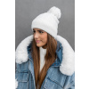 Bílá plyšová čepice CLAUDINE