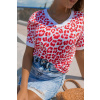 Bílo-červené leopardí tričko NEON