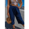 Tmavě modré široké tříčtvrteční kalhoty JASMINE