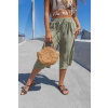 Khaki široké tříčtvrteční kalhoty JASMINE