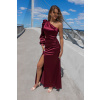 Vínové saténové společenské šaty ANGELINA