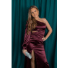 Vínové saténové společenské šaty ANGELINA