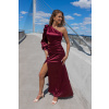 Vínové saténové společenské šaty ANGELINA
