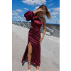 Vínové saténové společenské šaty ANGELINA