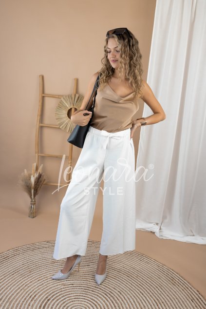 Bílé elegantní kalhoty VIVIENNE (Velikost 48)