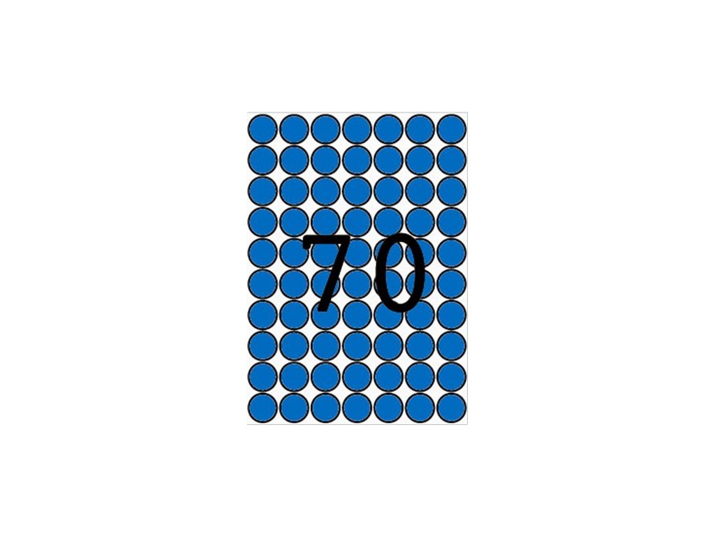 Etikety, okrúhle, priemer: 19 mm, farebné, na liste formátu A5, APLI, modré, 560 etikiet/bal