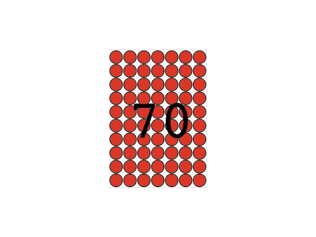 Etikety, okrúhle, priemer: 19 mm, farebné, na liste formátu A5, APLI, červené, 560 etikiet/bal