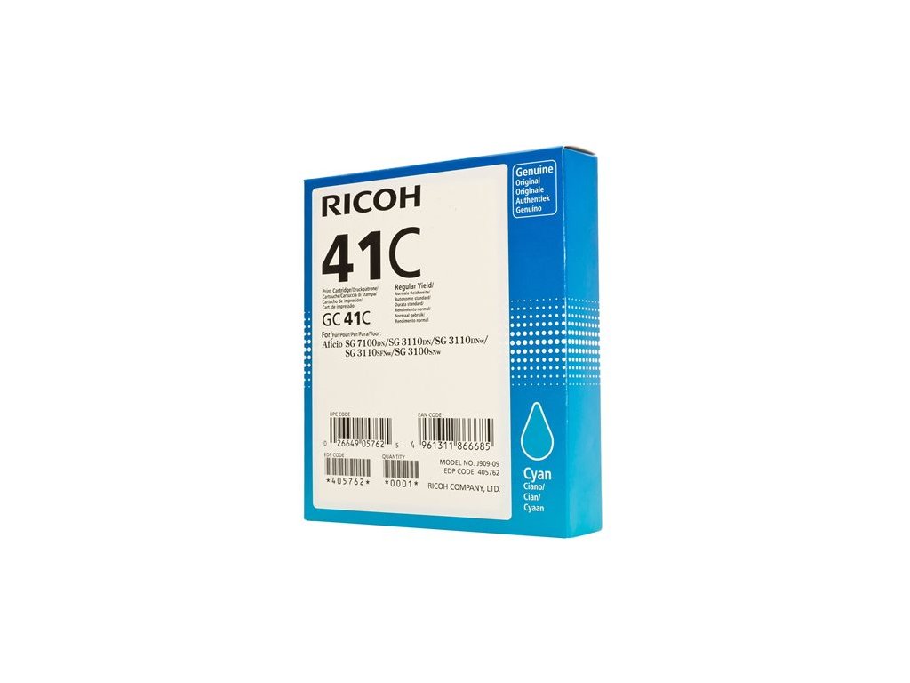 405762 Gélová náplň k tlačiarňam SG 3100SNw, SG 7100DN, RICOH Type GC41C modrá, 2,2K