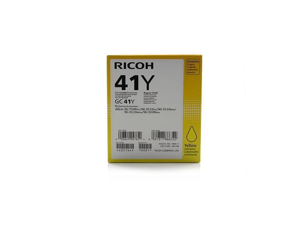 405764 Gélová náplň k tlačiarňam SG 3100SNw, SG 7100DN, RICOH Type GC41Y žltá, 2,2K