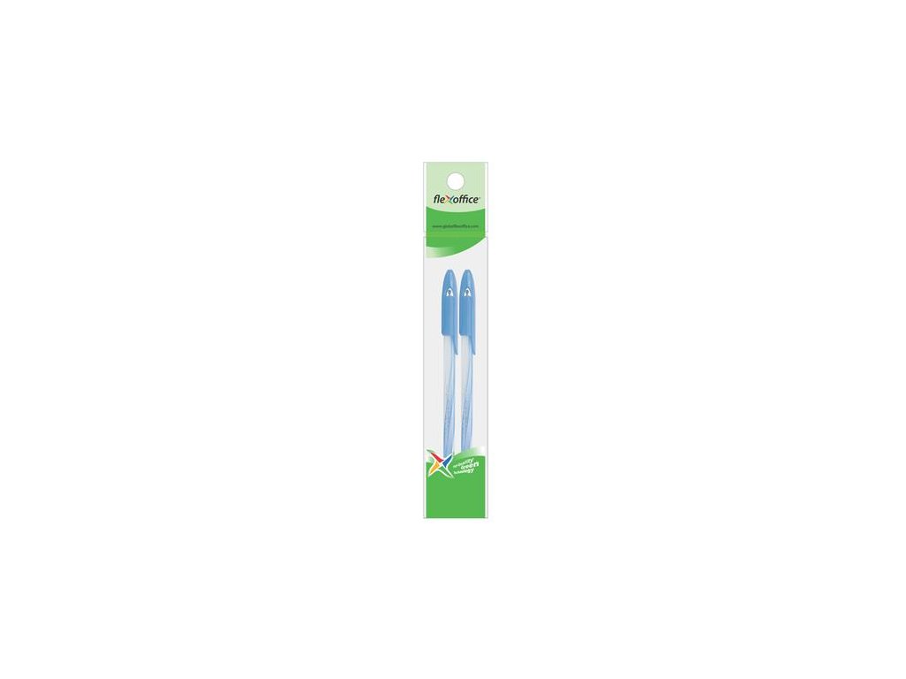 Guľôčkové pero, 0,3 mm, 2 ks/blister, s vrchnákom, FLEXOFFICE "Candee", modré