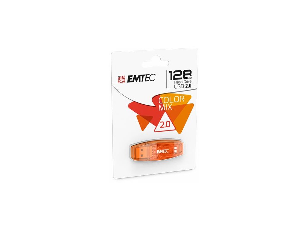 USB kľúč, 128GB, USB 2.0, EMTEC "C410 Color", oranžová