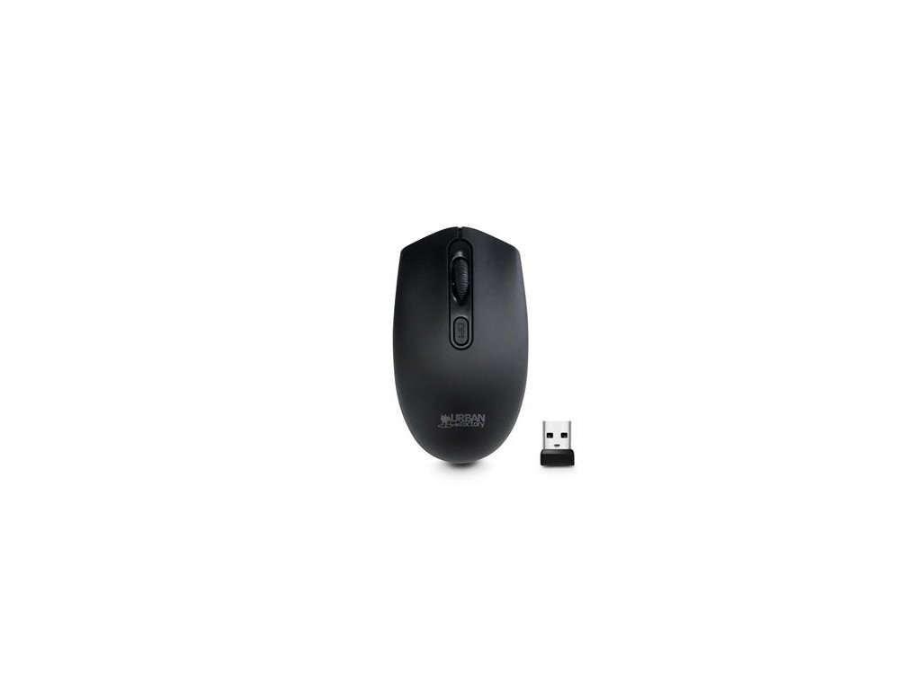 Myš, bezdrôtová, optická, stredná veľkosť, USB, URBAN FACTORY "Free Color", čierna