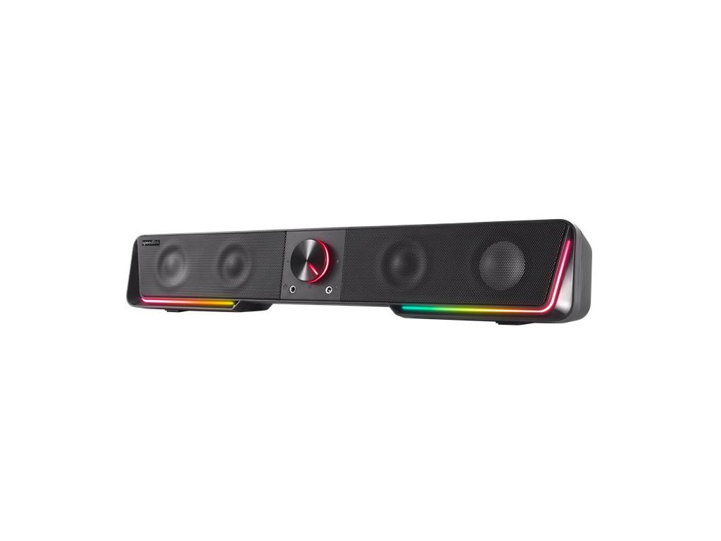 Reproduktor, 12W, 2x3.5 mm jack + USB-A, SPEEDLINK "GRAVITY RGB Stereo Soundbar", čierna
