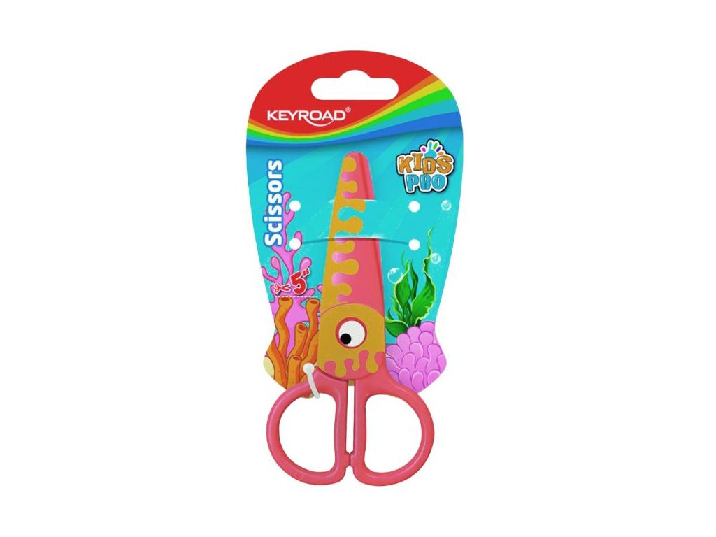 Školské nožnice KEYROAD, blister, motív ryba, oranžové