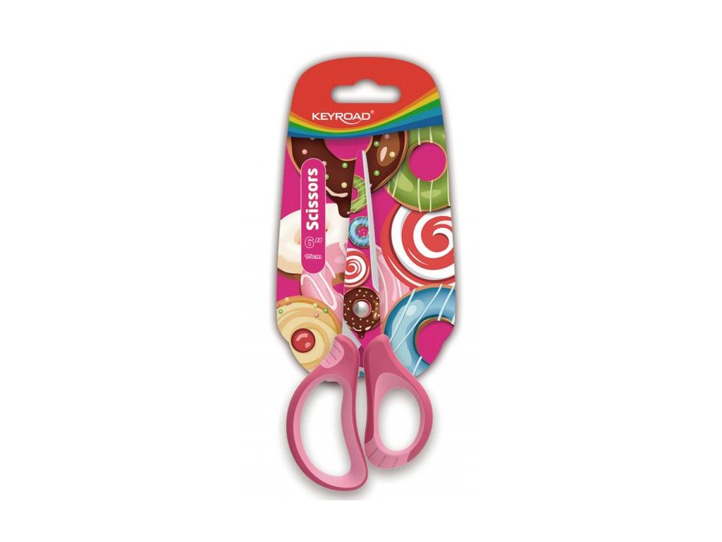 Školské nožnice KEYROAD Tatto Soft, blister, mix farieb