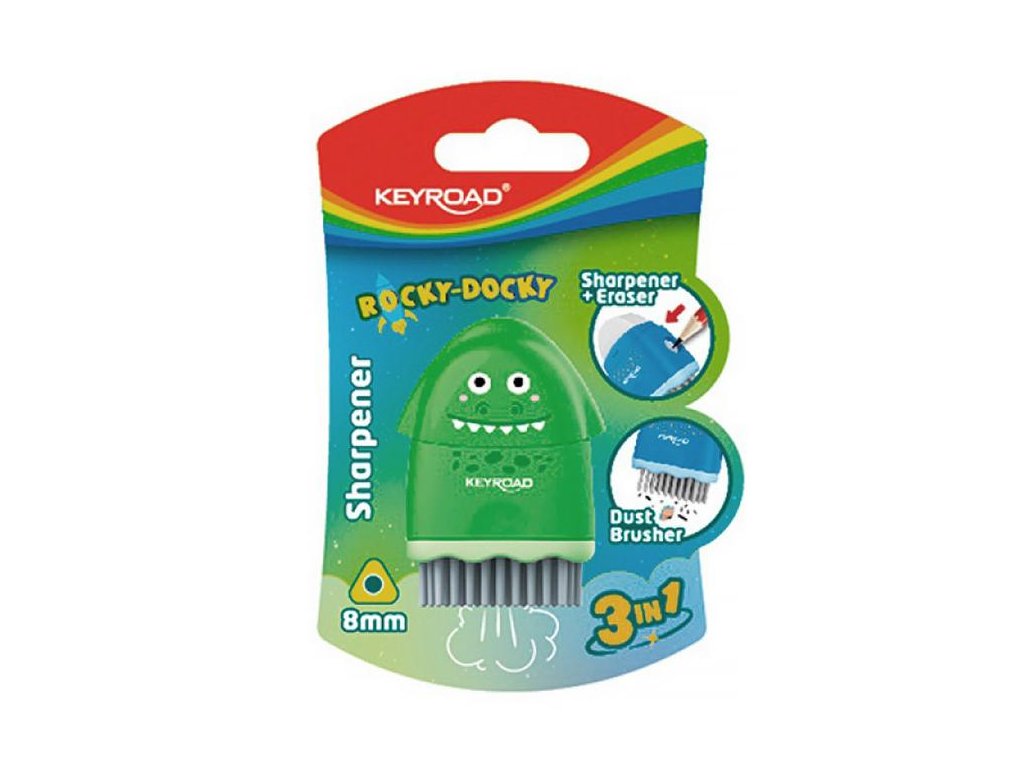 Strúhadlo KEYROAD ROCKY-DOCKY plastové s nádobou na odpad, blister, mix farieb