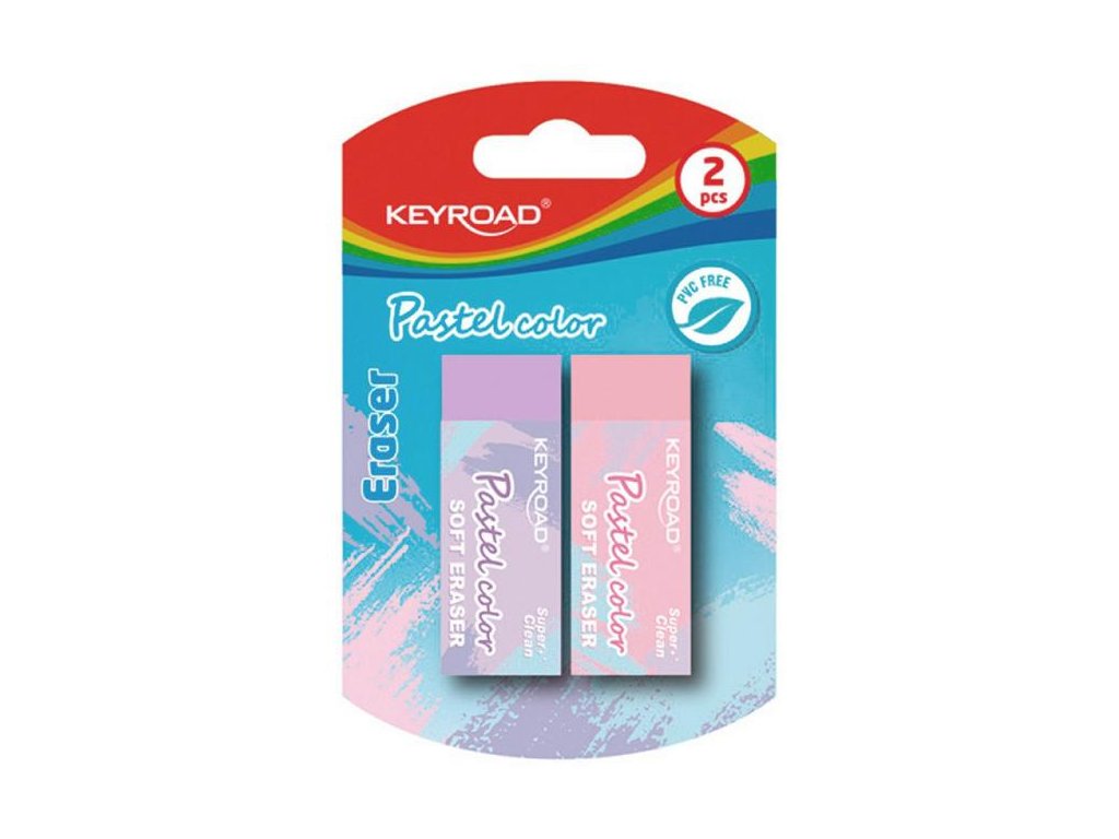 Guma KEYROAD Pastel, blister 2 ks, mix farieb