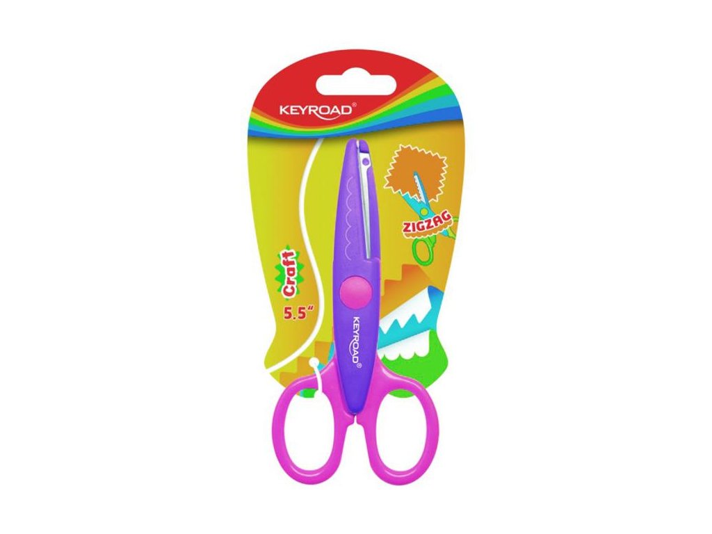 Detské nožnice KEYROAD cik-cak, blister, mix farieb