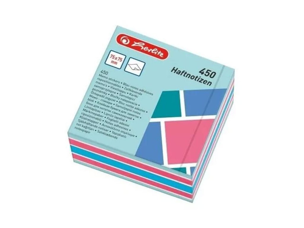 Poznámkový bloček Herlitz Color Blocking 75x75mm 450 listov farebný