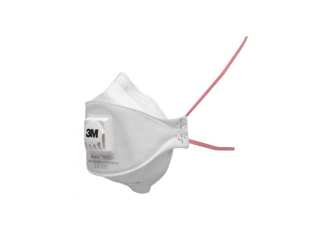 Časticový respirátor FFP3 Aura 9332+ s výdychovým ventilom 3M™ Aura™ Respirátor s filtrom častíc 9332+ poskytuje ochranu pri dýchaní kategórie FFP3, umožňuje zloženie do roviny, skladá sa z 3 panelov, má nízky odpor pri dýchaní