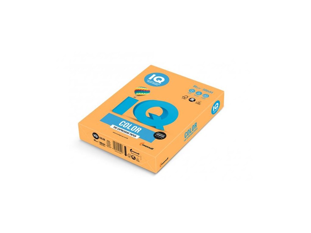 Farebný papier IQ color neónovo oranžový NEOOR, A4, 80g