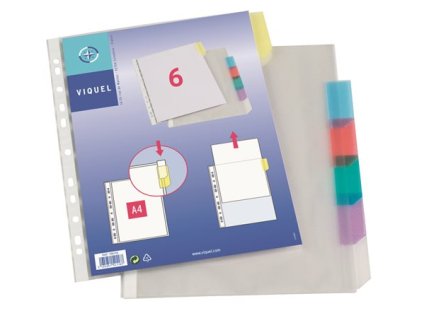 Euroobal, indexami, A4, 90 mikr., číry, 6 dielny, VIQUEL