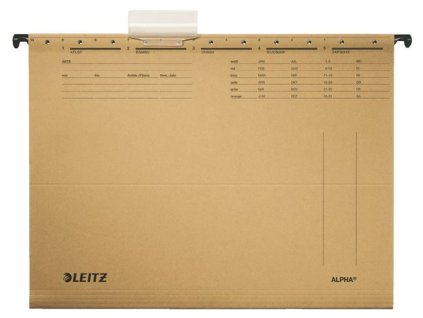 Závesná zakladacia doska, kartón, A4, LEITZ "Alpha", prírodná