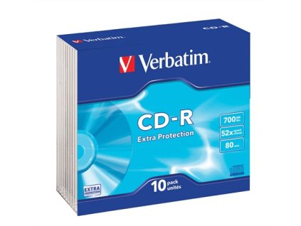 CD-R disk, 700 MB, 52x, 10 ks, tenký obal, VERBATIM "DataLife"