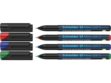 Permanentný popisovač, sada, OHP, 0,4 mm, SCHNEIDER "Maxx 220 S", 4 rôzne farby