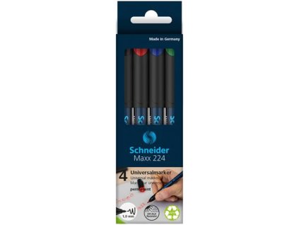 Permanentný popisovač, sada, OHP, 1 mm, SCHNEIDER "Maxx 224 M", 4 rôzne farby