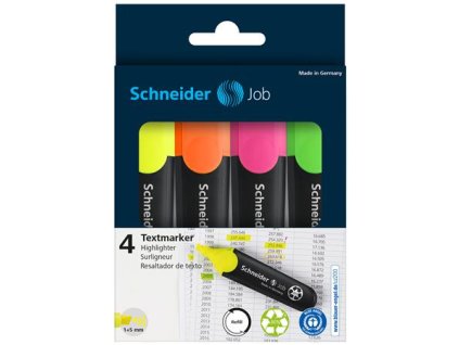 Zvýrazňovač, sada, 1-5 mm, SCHNEIDER "Job 150", 4 rôzne farby