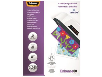 Laminovacia fólia, 80 mikr., A3, lesklá, 25 ks, FELLOWES