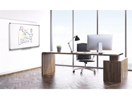 Biela tabuľa, magnetická, smaltovaná, 100x200 cm, hliníkový rám, VICTORIA VISUAL