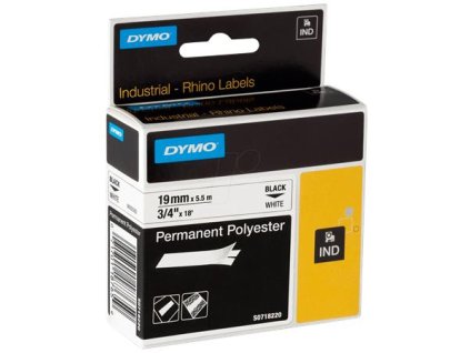 Páska do štítkovača, odolný polyester, 19 mm x 5,5 m, DYMO "Rhino", biela-čierna